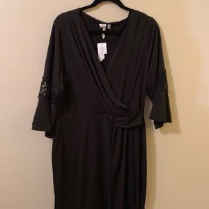 NY Collection black wrap dress